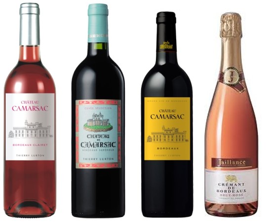 Bouteilles de vins de Bordeaux - A.O.C Régionales - Vins du Château de Camarsac et Crémant de Bordeaux de Jaillance.