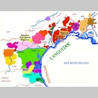 Carte des appellations viticoles Vins Doux Naturels en région Languedoc-Roussillon.