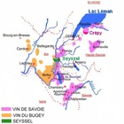 Carte des appellations viticoles de Savoie-Bugey