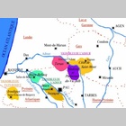 Carte des appellations viticoles de la région Gascogne et Pyrénées