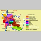 Carte des appellations viticoles des Côtes-du-Rhône méridionales.